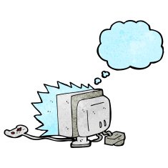 cartoon computer game with thought bubble N3