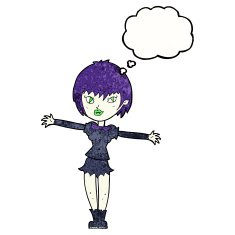 cartoon vampire girl with thought bubble N223