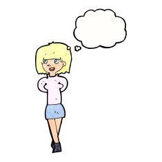 cartoon happy woman with thought bubble N262