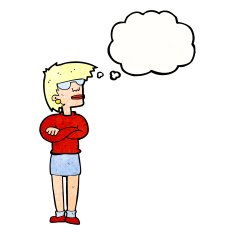 Cartoon Annoyed Woman With Thought Bubble N185