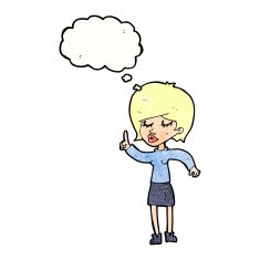 cartoon woman with idea thought bubble N243