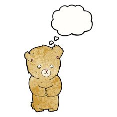 cute cartoon teddy bear with thought bubble N14