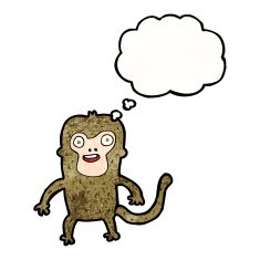 cartoon monkey with thought bubble N35