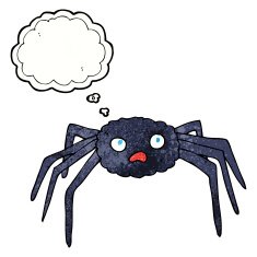 cartoon spider with thought bubble N20