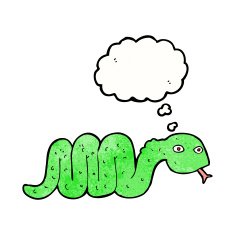 funny cartoon snake with thought bubble N20