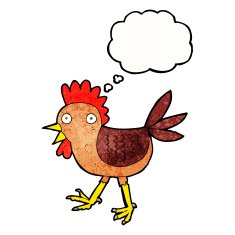 funny cartoon chicken with thought bubble N9