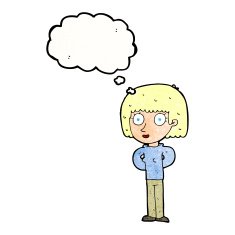 cartoon staring woman with thought bubble N45