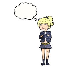 cartoon cool girl with thought bubble N30