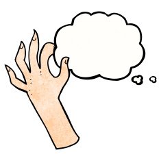 cartoon hand symbol with thought bubble N5