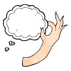 cartoon hand symbol with thought bubble N6