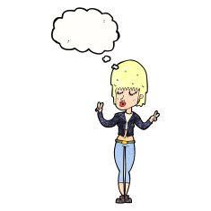 cartoon cool girl with thought bubble N31
