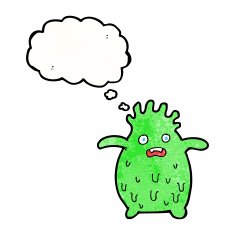 cartoon funny slime monster with thought bubble N17