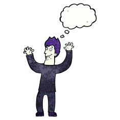 cartoon halloween vampire with thought bubble N21