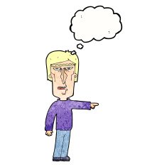 cartoon pointing man with thought bubble N88