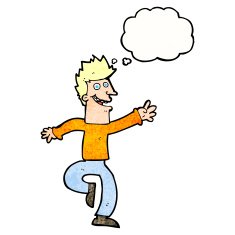 cartoon happy man with thought bubble N464