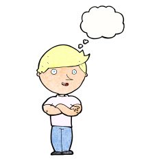cartoon happy man with thought bubble N466