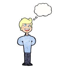 cartoon happy man with thought bubble N467