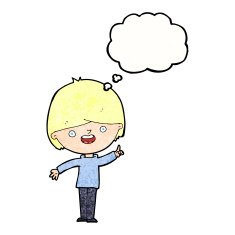 cartoon happy boy with thought bubble N242