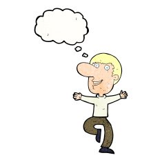 cartoon happy man with thought bubble N468