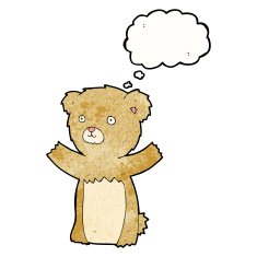 cartoon teddy bear with thought bubble N121