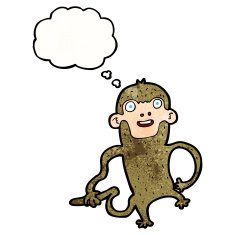 cartoon monkey with thought bubble N36