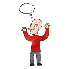 cartoon mean man with thought bubble N22