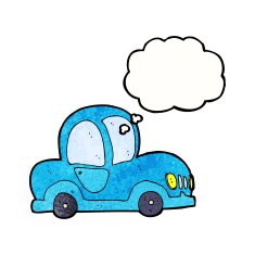 cartoon car with thought bubble N42