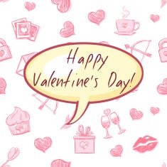 Vector Single Cartoon Bubble Happy Valentines Day Pink Pattern Background