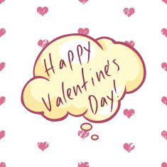 Vector Cartoon Bubble Happy Valentines Day