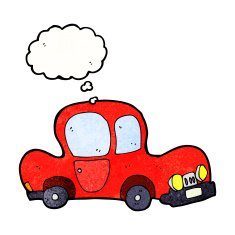 cartoon car with thought bubble N43