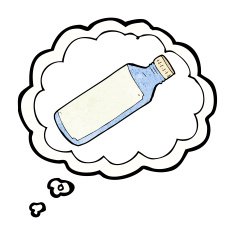 cartoon water bottle with thought bubble N5