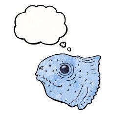 cartoon fish head with thought bubble N9