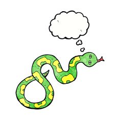 cartoon snake with thought bubble N65