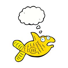 cartoon fish with thought bubble N92