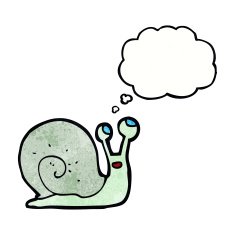 cartoon snail with thought bubble N33