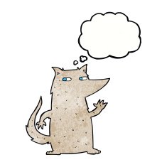 cartoon wolf waving with thought bubble N5