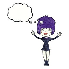 cartoon vampire girl with thought bubble N225
