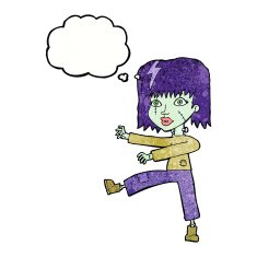 cartoon zombie girl with thought bubble N16