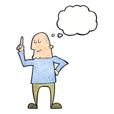 cartoon man pointing finger with thought bubble N7