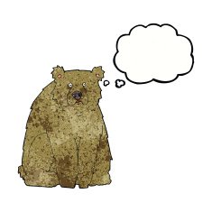 cartoon funny bear with thought bubble N5