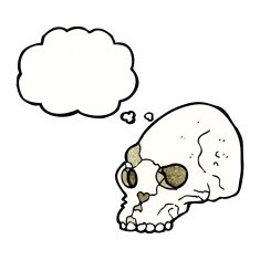cartoon spooky skull with thought bubble N157