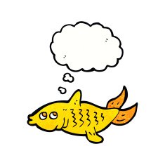 cartoon fish with thought bubble N93