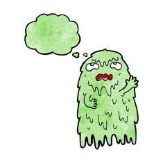 gross cartoon ghost with thought bubble N20