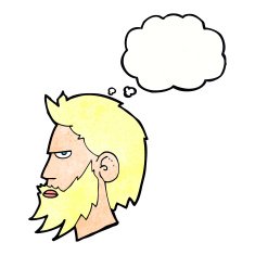 cartoon man with beard thought bubble N9