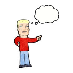 cartoon man pointing with thought bubble N200