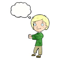 cartoon happy boy with thought bubble N244