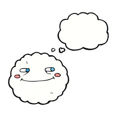 cartoon happy cloud with thought bubble N7
