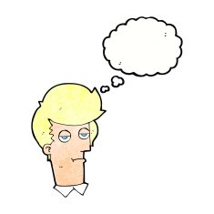 cartoon bored man with thought bubble N38