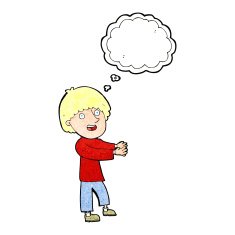 cartoon happy man showing with thought bubble N10
