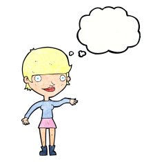 cartoon happy woman with thought bubble N263